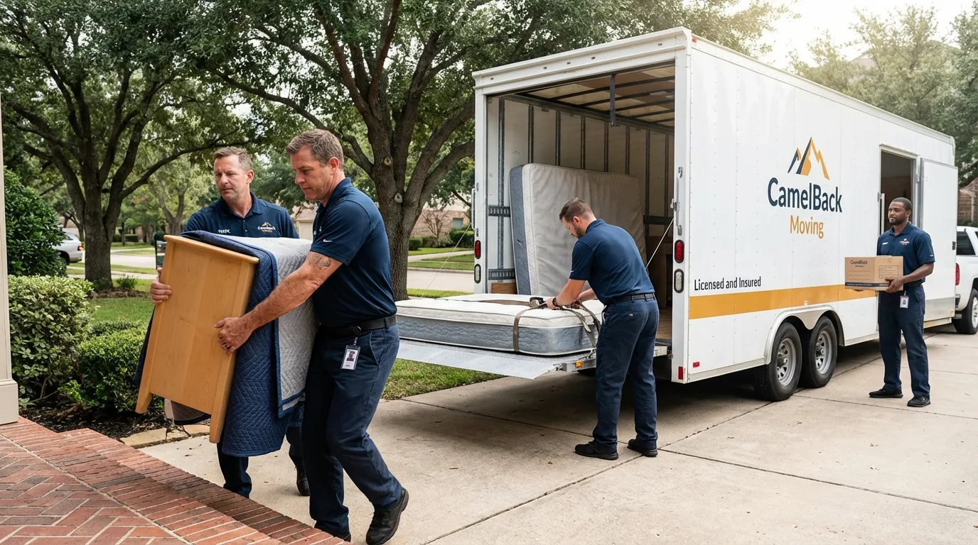 Crew loading residential truck for cross-state move from Hot Springs, SD